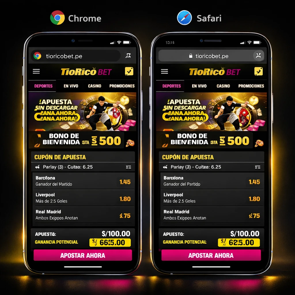 TioRico Bet - Adaptación móvil y experiencia de usuario rápida desde el navegador en Perú